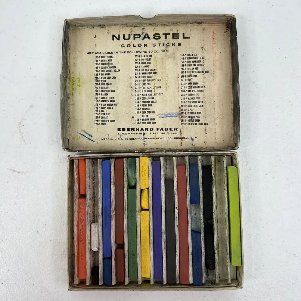 Vintage Nupastel Color Sticks Eberhard Faber Inc 12 Pieces Chalk Pastel USED‎